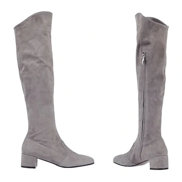 L’Autre Chose Grey Suede Over the Knee High Boots - Picture 2 of 5